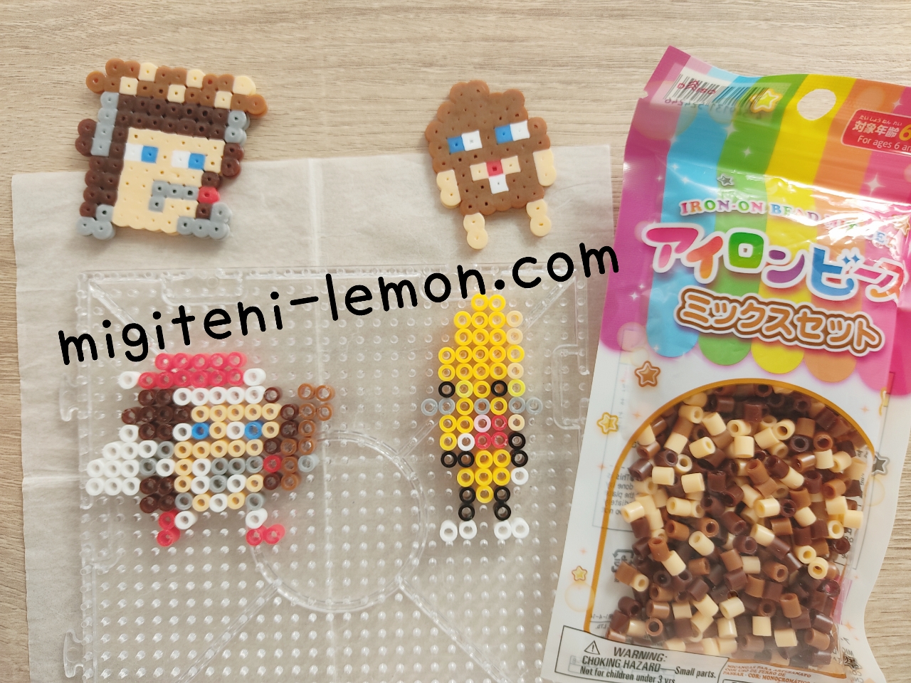100均で絵本パンどろぼう☆簡単アイロンビーズ無料図案作り方 | migiteni-lemo…