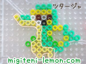 kawaii-yellow-green-tsutaja-snivy-unova-pokemon-handmade-iron-beads-free-zuan-daiso-square-small