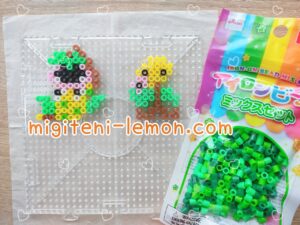 madatsubomi-bellsprout-utsubot-victreebel-kusa-doku-pokemon-kawaii-iron-beads-daiso-green-yellow-100kin