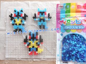 lucario-mega-riolu-pokemon-kawaii-easy-handmade-iron-beads-daiso-small-square-plate-100kin-blue-kids