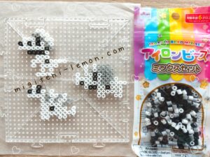 honehone-zaurusu-born-kabaya-dinosaur-iron-beads-kawaii-handmade-daiso-small-square-black-white-kids-baby-100kin