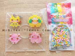 metamon-mimikyu-erufun-whimsicott-purin-jigglypuff-pippi-clefairy-handmade-iron-beads-pastel-color-pink-yellow-daiso-small-square-kids-100kin