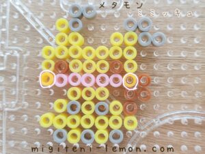metamon-mimikyu-pastel-yellow-handmade-iron-beads-free-zuan-daiso-small-square-kids-100kin