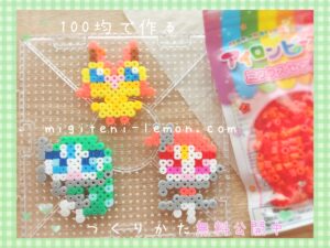 meloetta-voice-step-victini-pokemon-handmade-iron-beads-100kin-daiso-small-square-free-zuan-kawaii-green-orange-kids