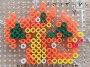 mega-lizardon-charizard-y-pokemon-handmade-iron-beads-free-zuan-daiso-small-square-100kin-orange-green-dragon-kids