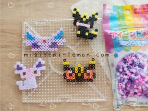eifie-espeon-blacky-umbreon-pokemon-handmade-kawaii-face-iron-beads-dark-esper-100kin-daiso-small-square-purple-black-kids