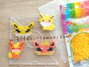 thunders-jolteon-booster-flareon-pokemon-kawaii-face-handmade-iron-beads-free-zuan-daiso-100kin-small-square-kids-orange-yellow