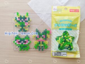 かわいい小さいポケモン簡単キッズ工作ニャオハ進化形ニャローテ緑色マスカーニャ100均アイロンビーズ工作